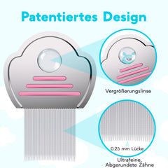 Adamson Lice Comb for Children - Lice Comb - Stainless Steel Extra Fine Nit Comb - Effective Lice Comb - Durable and Easy to Clean - Pink