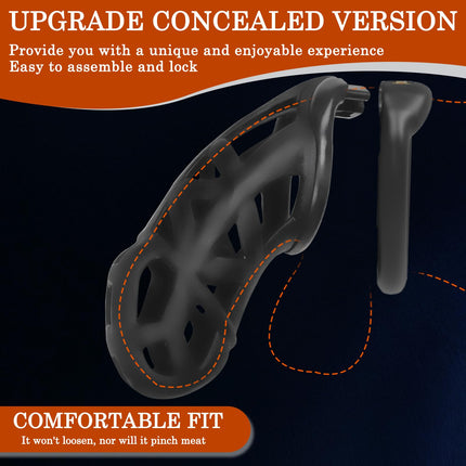 BDSMYOU 7.0 Cobra Penis Cage Chastity Cage, 3D Resin Chastity Cage for Men, with Super-Invisible Lock &amp; 4 Testicle Rings, Chastity Belt for Men, BDSM Toys Hard, Penis Cage Cock (7.0, XXL)