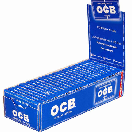 OCB Cigarette Papers Blue Elastic 25 booklets of 100 leaves made from 100% natural plant fibers with elastic band closure