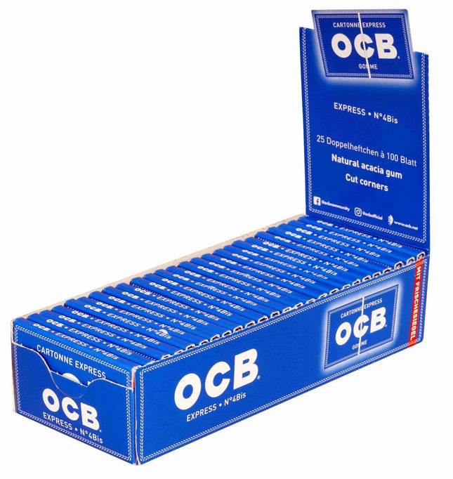 OCB Cigarette Papers Blue Elastic 25 booklets of 100 leaves made from 100% natural plant fibers with elastic band closure