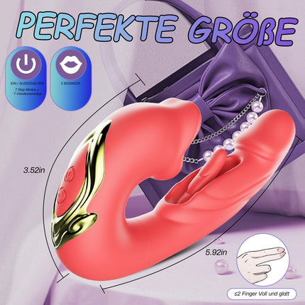 Dildo Vibrator Sex Toy for Women, G-spot Vibrators with Clitoris Stimulation for Women with 5 Tongue Licking 7 Vibration Modes 7 Impact Modes, Vibrator Sets for Women Clitoris Stimulator for Her