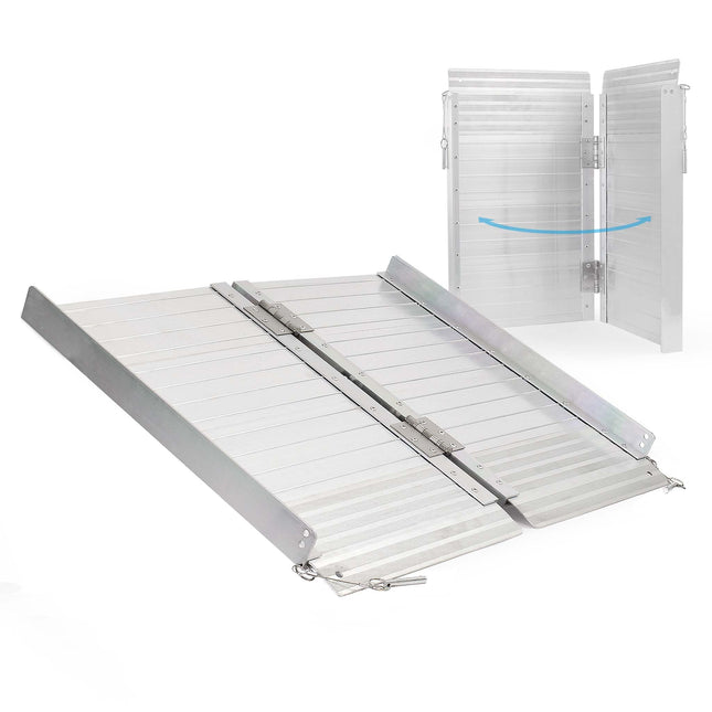 Wiltec wheelchair ramp foldable 92 cm 270 kg, mobile access ramp as wheelchair ramp, aluminum suitcase ramp, flat ramp foldable