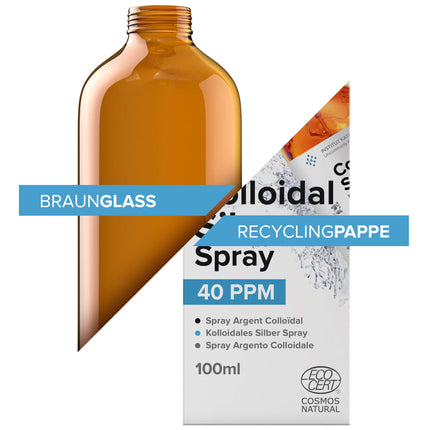 Colloidal Silver Spray 100mL | 100% natural 40 PPM | High concentration, smaller particles, higher effectiveness | Made in the EU.