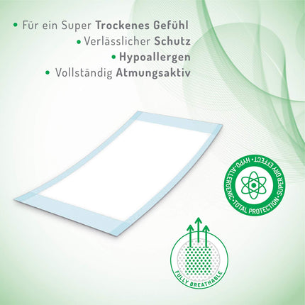 Absorbeo EXTRA Bed Protectors 30 Pack, Super Dry Effect, Complete Protection, Hypoallergenic, Fully Breathable, Size 60 x 90 cm