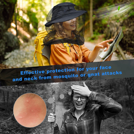 Premium Mosquito Net Head for Insects, Mosquito Net Head 2 Pack | Ultra large insect protection net with extra-fine mesh for camping, hiking, fishing, gardening | Fits all hats Head net