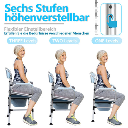 Sonnewelt toilet chair for seniors, height-adjustable toilet chair with armrests and backrest, anti-slip toilet chairs, commode, load capacity up to 160 kg