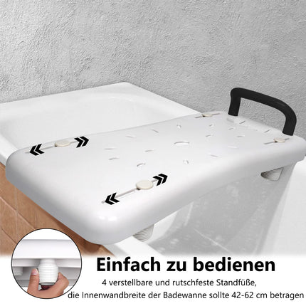 LARS360 Bathtub Board Bathtub Seat Seniors Adults Adjustable Bathtub Board for Sitting Board for Bathtub Seat Board Chair for Bathroom Max 150 kg with Handle, LARS-(HAG1336B), White