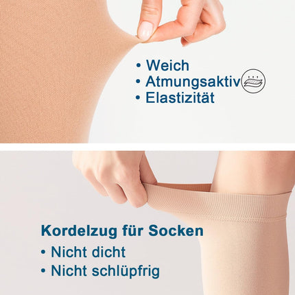 Medical compression stockings for women and men, 20-30 mmHg Class 2, sizes S-4XL, graduated support compression socks, support stockings for varicose veins, edema, and flight (beige, XXL)