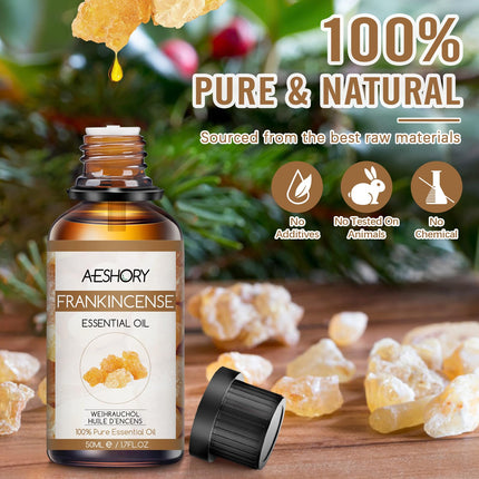 AESHORY Frankincense Essential Oil 50ml, Frankincense Essential Oil 100% Pure Natural Aromatherapy Oil in Therapeutic Grade, Fragrance Oils for Diffusers, Skin Care, Hair Care, Massage, Bath