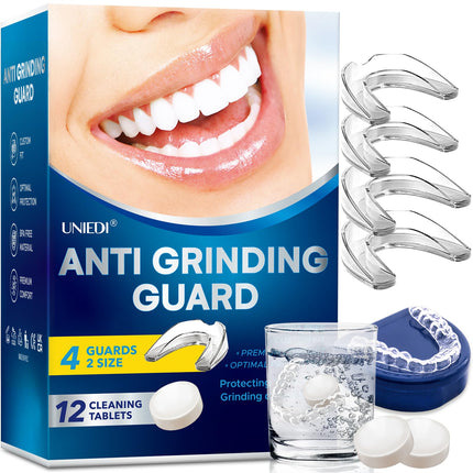 Nighttime Mouth Guard, 2 Sizes, 4 Moldable Mouthguards for Teeth Grinding, Against Bruxism and Teeth Grinding, Transparent