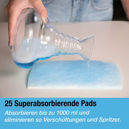 Heavy-duty bedpan set with 25 super absorbent pads and liners - For hospital or home use of elderly and bedridden patients - Pads absorb up to 1000ml