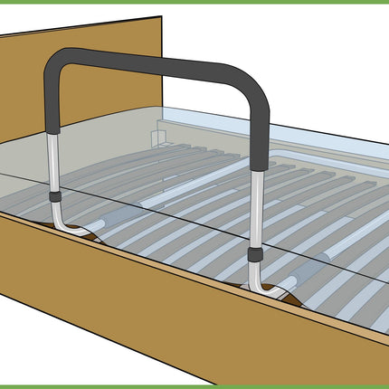 Vital Comfort Bed Rail for Adults – Grab Bar &amp; Support Aid for Seniors, Care, Illness &amp; Rehabilitation Needs – Non-Slip, Stable Bed Rail, Unisex, Silver