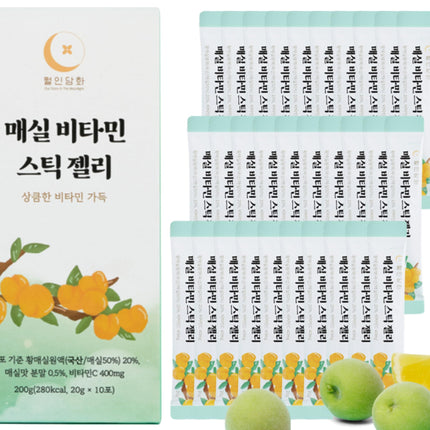 WOLINDAMHWA Plum Vitamin Jelly Stick 20g x 30 | K-Beauty Superfood | High-quality Hwangmaesil plums &amp; vitamin complex | Convenient stick for on the go | Feel-good product for health