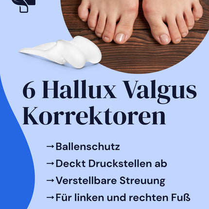 YOGAMEDIC Hallux Valgus Correction Set - 2 Toe Spreaders &amp; 2 Hallux Valgus Splints - 0% BPA Toe Separator Insoles for Shoes, Hammer Toe Correction, Toe Protection Day &amp; Night Bandage for Women &amp; Men