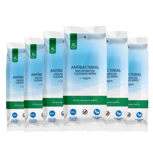 by Amazon Antibacterial Multifunctional Cleaning Cloth, Fresh, 6 x 42 Cloths