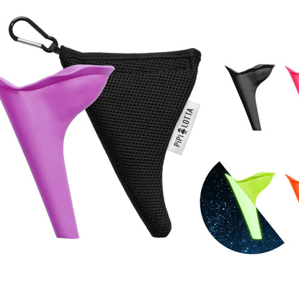 PiPiLOTTA® Women's Urinal for On the Go | Standing Urination Aid for Festivals, Camping, Travel with Protective Cover | Reusable Urinella | Urinal for Women (Purple)
