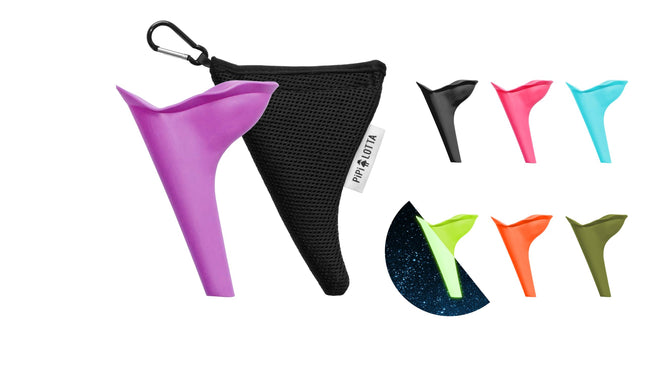 PiPiLOTTA® Women's Urinal for On the Go | Standing Urination Aid for Festivals, Camping, Travel with Protective Cover | Reusable Urinella | Urinal for Women (Purple)