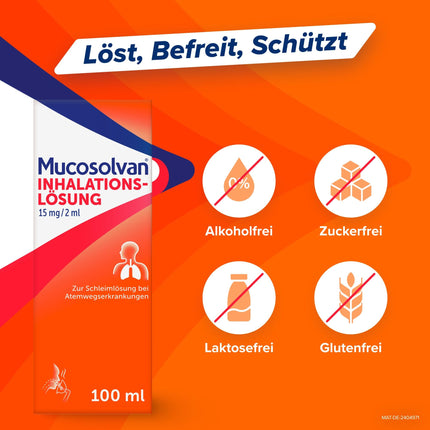 MUCOSOLVAN® Inhalation Solution 2 x 100 ml - Mucus solution for nebulizers for coughs: Loosens mucus, facilitates coughing &amp; clears the bronchi