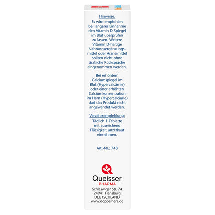 Doppelherz Vitamin D 1000 - Vitamin D as a contribution to the normal function of the immune system, bone and muscle function - 45 mini tablets
