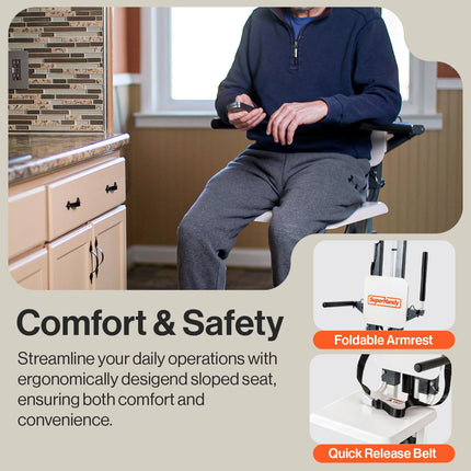 SuperHandy Electric Floor to Stand Lift for Seniors and People with Disabilities - up to 227 kg Weight Cap, Standing Aid, Portable, Adjustable, Ergonomic Design, Easy Storage [for