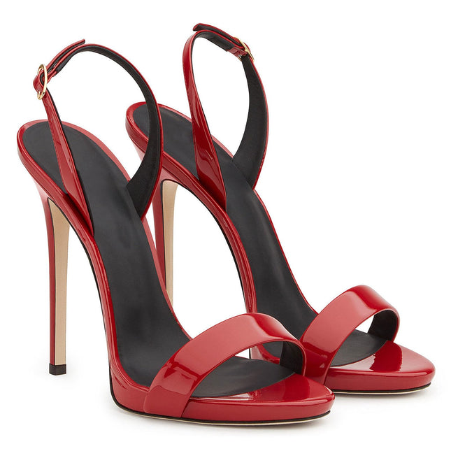 GBBRZKTB High Heels Women Stiletto Open Toe Sandals Slingback Adjustable Ankle Strap Pumps Party Wedding Shoes 12cm, Red-39