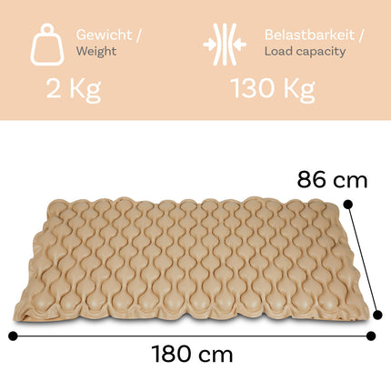 Pulox Anti-Decubitus Mattress ADM-130 - Alternating Pressure Mattress with Pump - Low Noise (20 dB) and Load Capacity up to 130 kg - Beige
