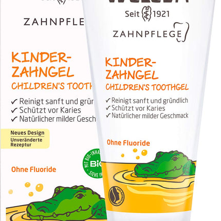 WELEDA Organic Children's Toothpaste – vegan, natural cosmetic toothpaste without fluoride for the care of baby teeth and gums of toddlers and babies. Fluoride-free toothpaste to protect against cavities (1 x 50 ml)