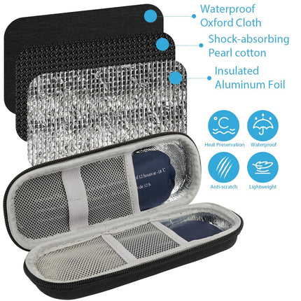 ACWOO Insulin Cooler Bag with 2 Ice Packs, TSA Approved Diabetic Bag for Pen, Diabetic Accessories, Epipen, Syringes, Travel Diabetic Bag, Black