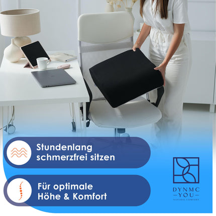 Comfortable booster seat for adults and children - tested very well [developed with physiotherapists] - dimensionally stable, 13 cm thick seat cushion - perfect booster seat for cars (black, 40 x 40 x 13 cm)