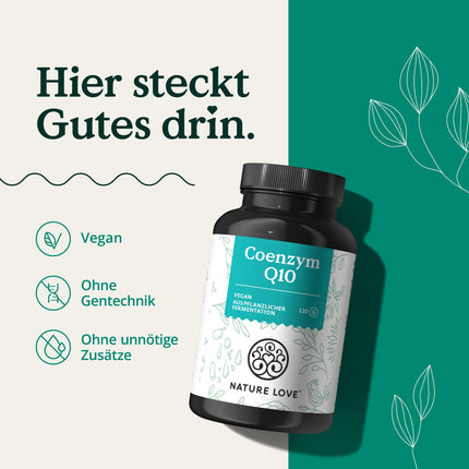 NATURE LOVE® Coenzyme Q10 High Dose - 200mg per capsule - 120 vegan capsules in a 4-month supply - From plant fermentation - High dosage &amp; produced in Germany