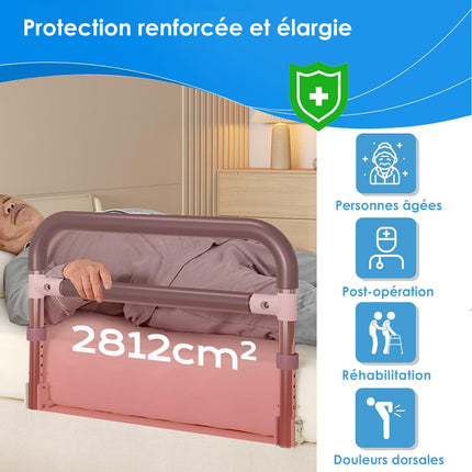 NJUN Bed Riser for Seniors, Bed Rail, Adult Fall Protection, Foldable Bed Riser, Bed Handle, Adjustable Height, for Pregnant Women, Elderly, Postoperative Use (Gray-White)