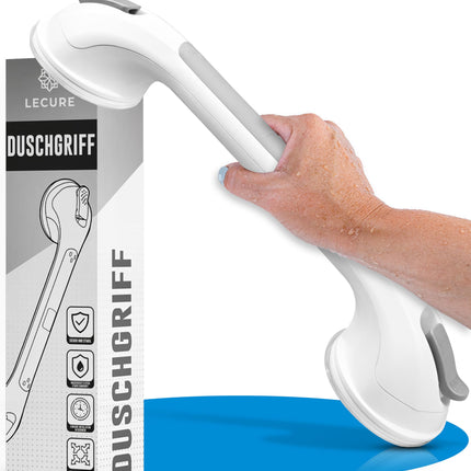 LECURE® Shower Grab Bar [2 Pieces] No Drilling Required - Extra Strong Shower &amp; Bath Grab Bar with Suction Cup - Ideal for Seniors and People with Physical Disabilities [110 kg Load Capacity]