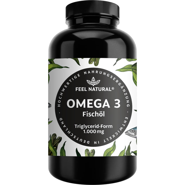 Omega 3 capsules high dosage - Annual supply 365 capsules - Only 1 capsule daily - Essential Omega 3 fatty acids EPA &amp; DHA - Fish oil capsules from sustainable fishing, without unnecessary additives