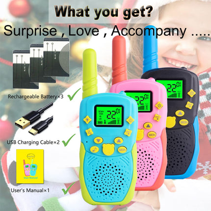 TUCHUNME Walkie Talkie Kids, Rechargeable 8 Channels Outdoor Toy Two-Way Radio with Flashlight Gifts for Boys and Girls Long Range for Outdoor Trip Adventures, Camping, Hiking