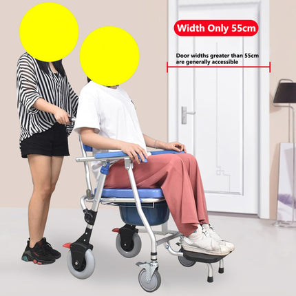 Commode Chair with Wheels for Seniors, Multifunctional Shower Chair, Folding Commode Chair with Urine Bucket, Commode Chairs for Elderly and Disabled, Load Capacity 120 kg