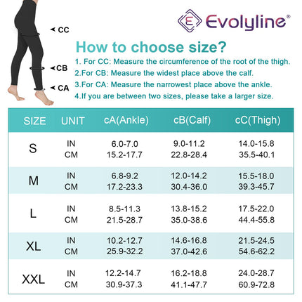 Evolyline Medical Compression Stockings for Women &amp; Men Long 20-30 mmHg, Class II Graduated Compression Tights Support Stockings, Toeless Compression Pants for Varicose Veins Edema