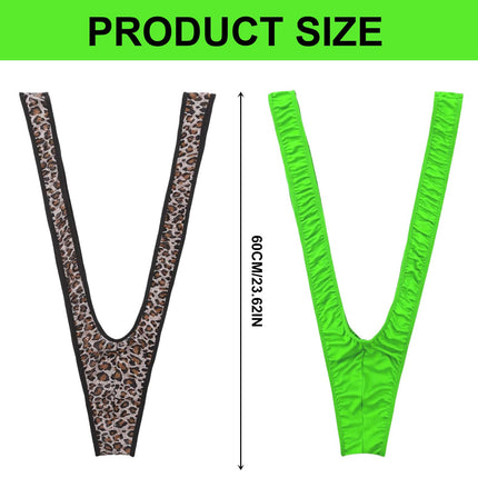 FUIPVGI 2 Pieces Borat Mankini Men's High Cut Briefs Swimsuit Thong String V Shape Party Costume Bikini for Men, One Size