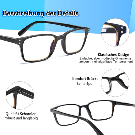 COJWIS Reading Glasses 2 Pack Blue Light Blocking Glasses Spring Hinge Anti Dizzy Women and Men Lightweight Eyeglasses (2 Color Mix, 4.00, multiplier_x)