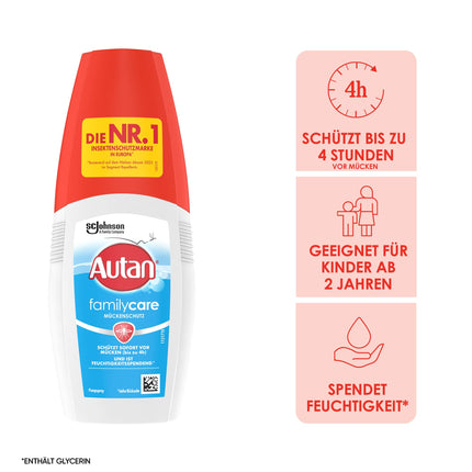 Autan Family Care Pump Spray Mosquito Repellent for the Family, with Aloe Vera, 100 ml