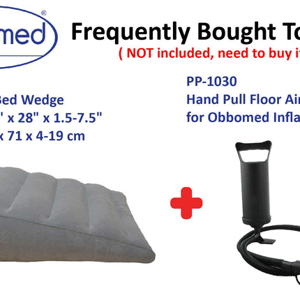ObboMed HR-7620, practical air valve for easy inflation/deflation, durable, inflatable bed wedge pillow with velour surface for sleeping, traveling, vacation; inflated size M: 61