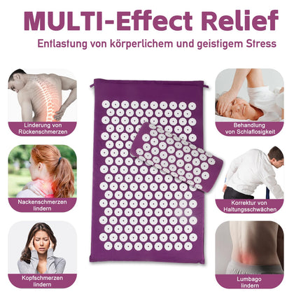 Acupressure Purple Acupressure Set Acupressure Mat, Acupuncture Point Massage Pillow, Neck and Back Pain Relief, Muscle Relaxation and Stress Relief, Sciatica Relief, Purple White