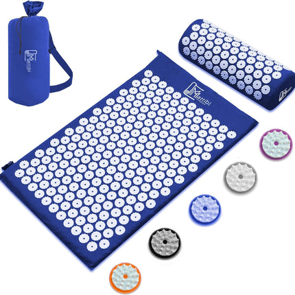 Acupressure Mat with Pillow for Massage &amp; Pain Relief [The Original], Blue Needle Mat Set for Relaxation for Neck, Back, and Feet | Yantra Mat, Spike Mat for Meditation