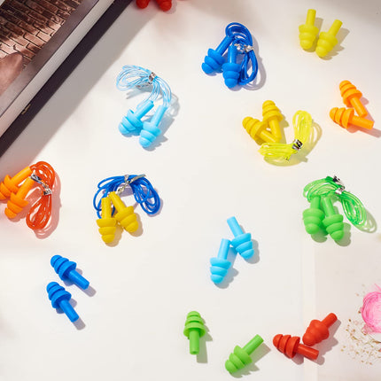 Earplugs for hearing protection, 14 pairs of earplugs SNR 31dB, made of reusable silicone, waterproof, soft hearing protection for sleeping and for airplanes, hearing protection earplugs with portable box - colorful