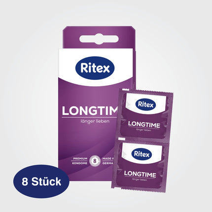 Ritex Longtime Condoms – longer love – with double ring for extra long lovemaking, 8 pieces, Made in Germany