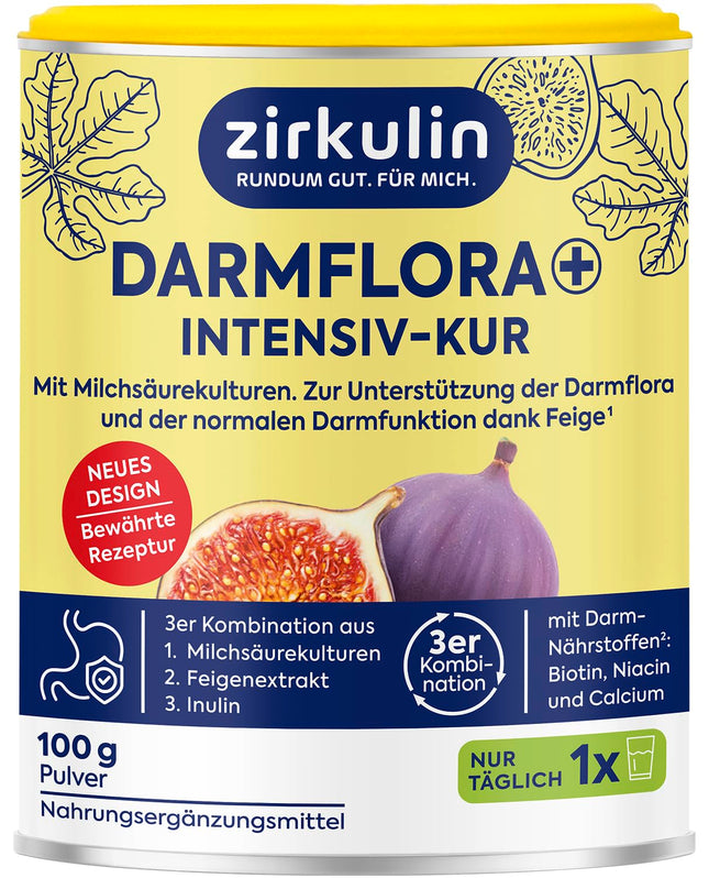 Zirkulin Darmflora Plus 100g Powder – Dietary supplement to support a healthy intestinal flora – with vitamin B3, B7, calcium &amp; biotin – suitable as a cure or long-term supplement
