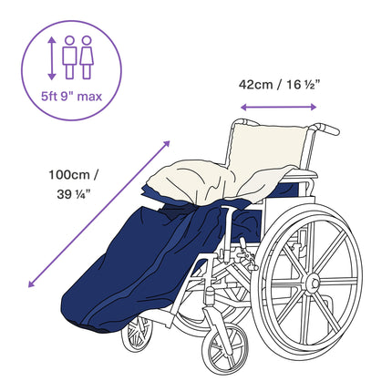 Bramble Fleece Lined Wheelchair Blanket (Dark Blue), Wheelchair Blanket with Inner Pocket - Robust, Waterproof &amp; Weatherproof