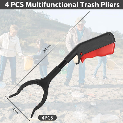 Pack of 4 grabbers for seniors, garbage grabbers, children's grabbers, 28 cm portable garbage grabbers, multifunctional grabbers for garbage for mobile use in everyday life, article recycling