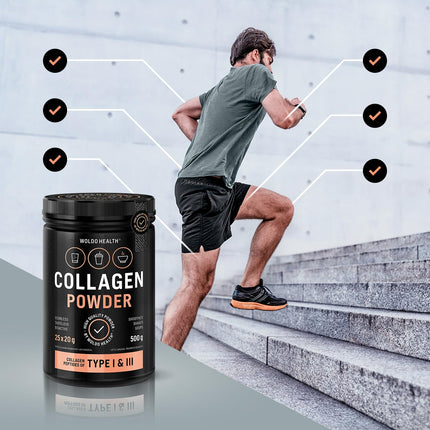Collagen Powder Grass-Fed Type 1 &amp; 3, Tasteless - 500g Bioactive Tasteless Collagen