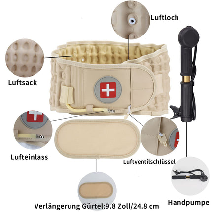 6xigouma Decompression Back Belt - Lumbar Support Belt for Men and Women, Lower Back Pain Relief, Back Traction Device, Fits Waist Size 74-124 cm (Beige)
