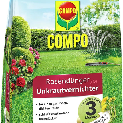 COMPO FLORANID lawn fertilizer plus weed killer, 3-month long-term effect, fine granules, 12 kg, 400 m²